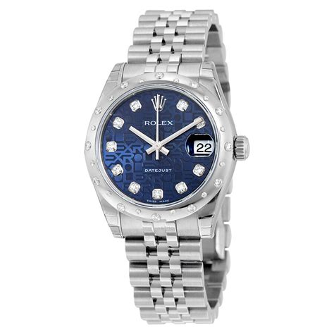 rolex datejust 31 oystersteel blue with 10 diamonds|rolex oystersteel 31.